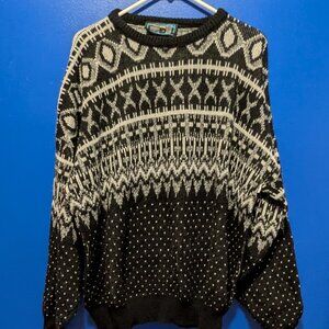 Men's w/ Details Bronzini Black/Cream/White Sweater size 1XL Sweater